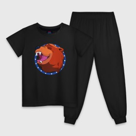 Детская пижама хлопок с принтом Bear for Hire в Санкт-Петербурге, 100% хлопок |  брюки и футболка прямого кроя, без карманов, на брюках мягкая резинка на поясе и по низу штанин
 | bear for hire | far cry 5 | медведь | фар край 5