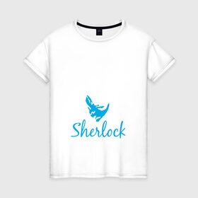 Женская футболка хлопок с принтом Шерлок в Санкт-Петербурге, 100% хлопок | прямой крой, круглый вырез горловины, длина до линии бедер, слегка спущенное плечо | cumberbatc | sherlock | бенедикт камбербэтч | каракумбуль | шерлок