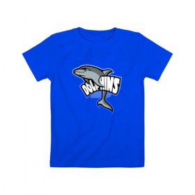 Детская футболка хлопок с принтом Дельфины в Санкт-Петербурге, 100% хлопок | круглый вырез горловины, полуприлегающий силуэт, длина до линии бедер | дельфин | дельфины | летние | лето | море | морская | отдых | отпуск | рыба | с дельфином