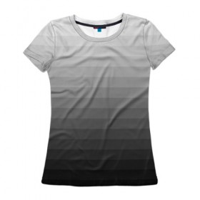 Женская футболка 3D с принтом Серые полосы в Санкт-Петербурге, 100% полиэфир ( синтетическое хлопкоподобное полотно) | прямой крой, круглый вырез горловины, длина до линии бедер | белый | градиент | минимализм | полосы | серый | черный