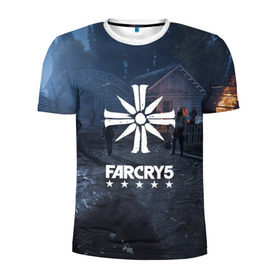 Мужская футболка 3D спортивная с принтом Cult Far Cry в Санкт-Петербурге, 100% полиэстер с улучшенными характеристиками | приталенный силуэт, круглая горловина, широкие плечи, сужается к линии бедра | 