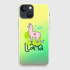 Чехол для iPhone 13 mini с принтом LAMA в Санкт-Петербурге,  |  | girl | lama | life | name | букет | девочки | дети | животные | лама | позитив | радуга | смайл | счастье