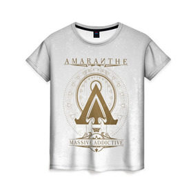 Женская футболка 3D с принтом Amaranthe в Санкт-Петербурге, 100% полиэфир ( синтетическое хлопкоподобное полотно) | прямой крой, круглый вырез горловины, длина до линии бедер | amaranthe | амаранте | датская | дэт | метал | пауэр | шведская