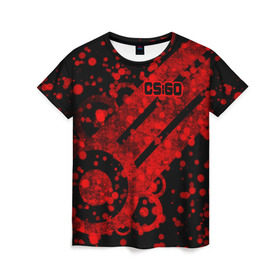 Женская футболка 3D с принтом Counter Strike Red Style в Санкт-Петербурге, 100% полиэфир ( синтетическое хлопкоподобное полотно) | прямой крой, круглый вырез горловины, длина до линии бедер | cs go | global offensive | контр страйк | шутер