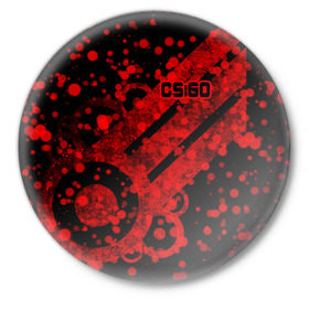 Значок с принтом Counter Strike Red Style в Санкт-Петербурге,  металл | круглая форма, металлическая застежка в виде булавки | cs go | global offensive | контр страйк | шутер