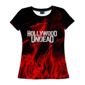Женская футболка 3D с принтом Hollywood Undead в Санкт-Петербурге, 100% полиэфир ( синтетическое хлопкоподобное полотно) | прямой крой, круглый вырез горловины, длина до линии бедер | hollywood undead | punk | rock | альтернативный хип хоп | группа | инди поп | музыка | музыкальное произведение | ноты | панк | регги | рок | синти поп