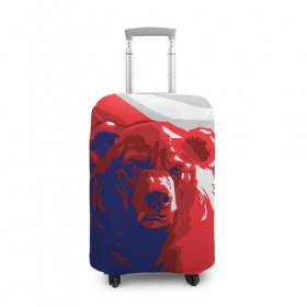 Чехол для чемодана 3D с принтом Российский медведь в Санкт-Петербурге, 86% полиэфир, 14% спандекс | двустороннее нанесение принта, прорези для ручек и колес | russia | russian bear | патриот | родина | россия | русский медведь | триколор