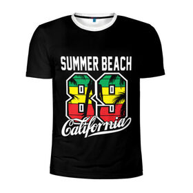 Мужская футболка 3D спортивная с принтом Калифорния в Санкт-Петербурге, 100% полиэстер с улучшенными характеристиками | приталенный силуэт, круглая горловина, широкие плечи, сужается к линии бедра | beach | cali | california | summer | usa | для отдыха | для отпуска | калифорния | летние | лето | море | океан | отпуск | пальмы | пляж | сша