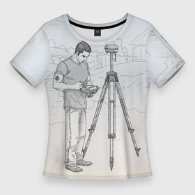 Женская футболка 3D Slim с принтом Парень с контроллером в Санкт-Петербурге,  |  | surveyor | геодезист | геодезия