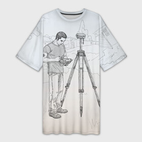 Платье-футболка 3D с принтом Парень с контроллером в Санкт-Петербурге,  |  | surveyor | геодезист | геодезия