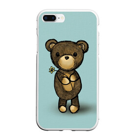 Чехол для iPhone 7Plus/8 Plus матовый с принтом Мишка в Санкт-Петербурге, Силикон | Область печати: задняя сторона чехла, без боковых панелей | девушкам | животные | игрушка | медведь | миша | мишка | плюшевый | цветок