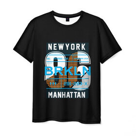 Мужская футболка 3D с принтом Бруклин Нью-Йорк в Санкт-Петербурге, 100% полиэфир | прямой крой, круглый вырез горловины, длина до линии бедер | brooklyn | new york | urban | бронкс | бруклин | манхеттен | манхэттен | нью йорк | сша | урбан | урбан стиль | штаты