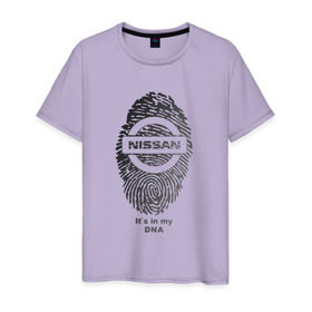 Мужская футболка хлопок с принтом Nissan it`s in my DNA в Санкт-Петербурге, 100% хлопок | прямой крой, круглый вырез горловины, длина до линии бедер, слегка спущенное плечо. | Тематика изображения на принте: 