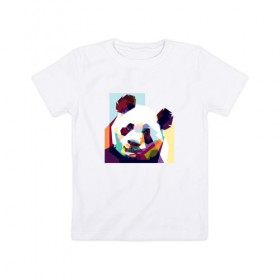 Детская футболка хлопок с принтом Панда в Санкт-Петербурге, 100% хлопок | круглый вырез горловины, полуприлегающий силуэт, длина до линии бедер | абстракция | медведь | медведь абстракция | панда | панда абстракция | панды | с абстракцией | с медведем | с пандой
