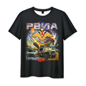 Мужская футболка 3D с принтом РВИА в Санкт-Петербурге, 100% полиэфир | прямой крой, круглый вырез горловины, длина до линии бедер | Тематика изображения на принте: армия | россия | силовые структуры