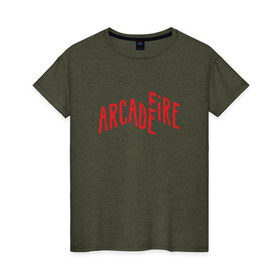 Женская футболка хлопок с принтом Arcade Fire в Санкт-Петербурге, 100% хлопок | прямой крой, круглый вырез горловины, длина до линии бедер, слегка спущенное плечо | 