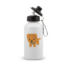 Бутылка спортивная с принтом Dog Emoji в Санкт-Петербурге, металл | емкость — 500 мл, в комплекте две пластиковые крышки и карабин для крепления | 