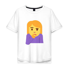 Мужская футболка хлопок Oversize с принтом Thinking Emoji в Санкт-Петербурге, 100% хлопок | свободный крой, круглый ворот, “спинка” длиннее передней части | almightyholton | deshaun holton | emoji