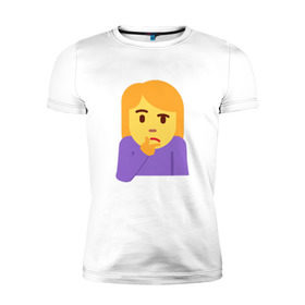 Мужская футболка премиум с принтом Thinking Emoji в Санкт-Петербурге, 92% хлопок, 8% лайкра | приталенный силуэт, круглый вырез ворота, длина до линии бедра, короткий рукав | almightyholton | deshaun holton | emoji