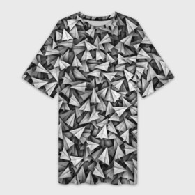 Платье-футболка 3D с принтом Бумажные самолетики в Санкт-Петербурге,  |  | telegram | белый | бумага | оригами | паттрен | самолет | самолетик | телеграмм