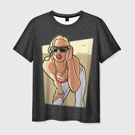 Мужская футболка 3D с принтом GTA SA - Девушка в очках в Санкт-Петербурге, 100% полиэфир | прямой крой, круглый вырез горловины, длина до линии бедер | grand theft auto | gta | rockstar games | san andreas | гта | сан андреас