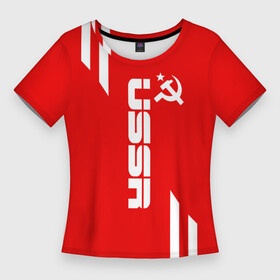Женская футболка 3D Slim с принтом USSR SPORT в Санкт-Петербурге,  |  | fc | football | sport | ussr | звезда | красный | ленин | родина | сделано в ссср | серп и молот | союз | спорт | ссср | сталин | страна | текстура | футбол | цвет | шум