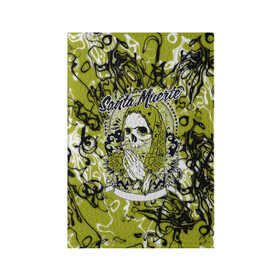 Обложка для паспорта матовая кожа с принтом Santa Muerte в Санкт-Петербурге, натуральная матовая кожа | размер 19,3 х 13,7 см; прозрачные пластиковые крепления | Тематика изображения на принте: ангел | демон | дьявол | кости | монстр | призрак | святая | традиция | череп | яркие