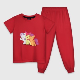 Детская пижама хлопок с принтом Пони малышки в Санкт-Петербурге, 100% хлопок |  брюки и футболка прямого кроя, без карманов, на брюках мягкая резинка на поясе и по низу штанин
 | 