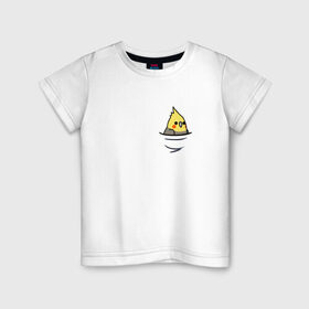 Детская футболка хлопок с принтом Попугай в кармане в Санкт-Петербурге, 100% хлопок | круглый вырез горловины, полуприлегающий силуэт, длина до линии бедер | Тематика изображения на принте: попугай | птица