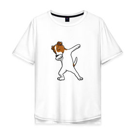 Мужская футболка хлопок Oversize с принтом джек победитель в Санкт-Петербурге, 100% хлопок | свободный крой, круглый ворот, “спинка” длиннее передней части | джек | джек рассел | рассел | терьер