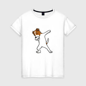 Женская футболка хлопок с принтом джек победитель в Санкт-Петербурге, 100% хлопок | прямой крой, круглый вырез горловины, длина до линии бедер, слегка спущенное плечо | джек | джек рассел | рассел | терьер