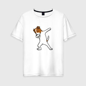 Женская футболка хлопок Oversize с принтом джек победитель в Санкт-Петербурге, 100% хлопок | свободный крой, круглый ворот, спущенный рукав, длина до линии бедер
 | джек | джек рассел | рассел | терьер