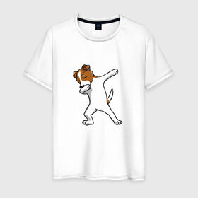 Мужская футболка хлопок с принтом джек победитель в Санкт-Петербурге, 100% хлопок | прямой крой, круглый вырез горловины, длина до линии бедер, слегка спущенное плечо. | джек | джек рассел | рассел | терьер