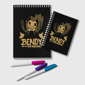 Блокнот с принтом Bendy and the ink machine (20) в Санкт-Петербурге, 100% бумага | 48 листов, плотность листов — 60 г/м2, плотность картонной обложки — 250 г/м2. Листы скреплены удобной пружинной спиралью. Цвет линий — светло-серый
 | bendy | bendy and the ink machine | game | horror | ink | machine | trend | video game