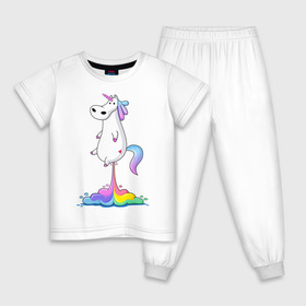 Детская пижама хлопок с принтом Единорог радуга в Санкт-Петербурге, 100% хлопок |  брюки и футболка прямого кроя, без карманов, на брюках мягкая резинка на поясе и по низу штанин
 | rainbow | unicorn | радужный