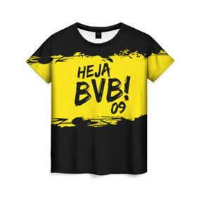 Женская футболка 3D с принтом Borussia Dortmund FC в Санкт-Петербурге, 100% полиэфир ( синтетическое хлопкоподобное полотно) | прямой крой, круглый вырез горловины, длина до линии бедер | 09 | bvb | heja | боруссия | германия | дортмунд | клуб | фк | футбол | футбольный