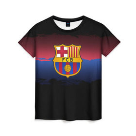 Женская футболка 3D с принтом Barcelona FC в Санкт-Петербурге, 100% полиэфир ( синтетическое хлопкоподобное полотно) | прямой крой, круглый вырез горловины, длина до линии бедер | barcelona | spain | spanish | барса | барселона | испания | испанский | клуб | фк | футбол | футбольный
