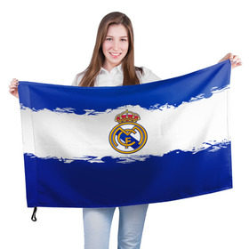 Флаг 3D с принтом Real Madrid FC в Санкт-Петербурге, 100% полиэстер | плотность ткани — 95 г/м2, размер — 67 х 109 см. Принт наносится с одной стороны | 