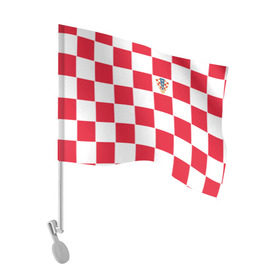Флаг для автомобиля с принтом Хорватия домашняя форма 2018 в Санкт-Петербурге, 100% полиэстер | Размер: 30*21 см | 