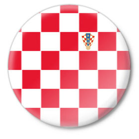 Значок с принтом Хорватия домашняя форма 2018 в Санкт-Петербурге,  металл | круглая форма, металлическая застежка в виде булавки | 