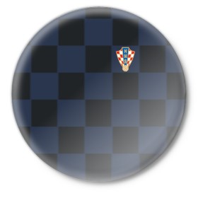 Значок с принтом Хорватия форма гостевая 2018 в Санкт-Петербурге,  металл | круглая форма, металлическая застежка в виде булавки | 