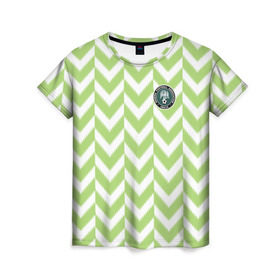Женская футболка 3D с принтом Домашняя форма сборной Нигерии в Санкт-Петербурге, 100% полиэфир ( синтетическое хлопкоподобное полотно) | прямой крой, круглый вырез горловины, длина до линии бедер | чемпионат по футболу