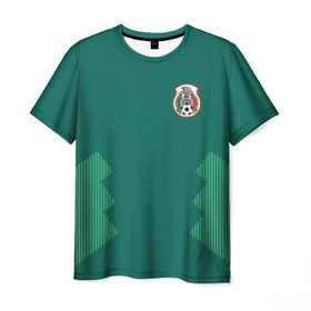 Мужская футболка 3D с принтом Домашняя форма сборной Мексики в Санкт-Петербурге, 100% полиэфир | прямой крой, круглый вырез горловины, длина до линии бедер | Тематика изображения на принте: мексика | сборная мексики | форма мексики | чемпионат по футболу