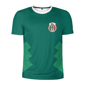Мужская футболка 3D спортивная с принтом Домашняя форма сборной Мексики в Санкт-Петербурге, 100% полиэстер с улучшенными характеристиками | приталенный силуэт, круглая горловина, широкие плечи, сужается к линии бедра | мексика | сборная мексики | форма мексики | чемпионат по футболу