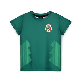 Детская футболка 3D с принтом Домашняя форма сборной Мексики в Санкт-Петербурге, 100% гипоаллергенный полиэфир | прямой крой, круглый вырез горловины, длина до линии бедер, чуть спущенное плечо, ткань немного тянется | мексика | сборная мексики | форма мексики | чемпионат по футболу