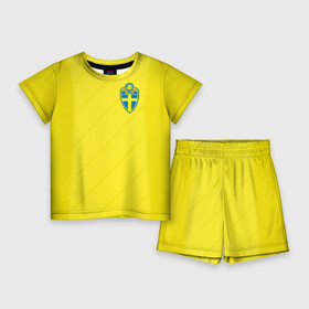 Детский костюм с шортами 3D с принтом Швеция домашняя форма ЧМ 2018 в Санкт-Петербурге,  |  | домашняя форма | сборная швеции | футбол | футбольная форма | швеция