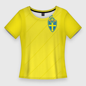 Женская футболка 3D Slim с принтом Швеция домашняя форма ЧМ 2018 в Санкт-Петербурге,  |  | Тематика изображения на принте: домашняя форма | сборная швеции | футбол | футбольная форма | швеция