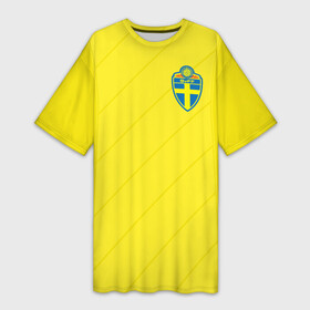 Платье-футболка 3D с принтом Швеция домашняя форма ЧМ 2018 в Санкт-Петербурге,  |  | домашняя форма | сборная швеции | футбол | футбольная форма | швеция
