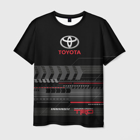 Мужская футболка 3D с принтом Toyota 1 в Санкт-Петербурге, 100% полиэфир | прямой крой, круглый вырез горловины, длина до линии бедер | car | toyota | абстракция | авто | графика | дизайн | полосы | протектор | пунктир | след шин | тойота
