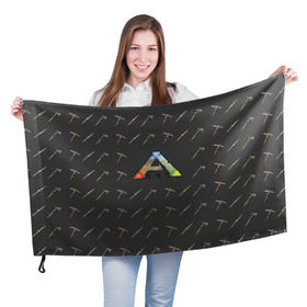 Флаг 3D с принтом Ark Survival Evolved в Санкт-Петербурге, 100% полиэстер | плотность ткани — 95 г/м2, размер — 67 х 109 см. Принт наносится с одной стороны | арк